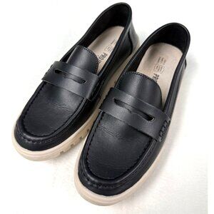SIZE 6.5 Womens Project Cloud Black Soft Leather Penny Loafers Filide 1